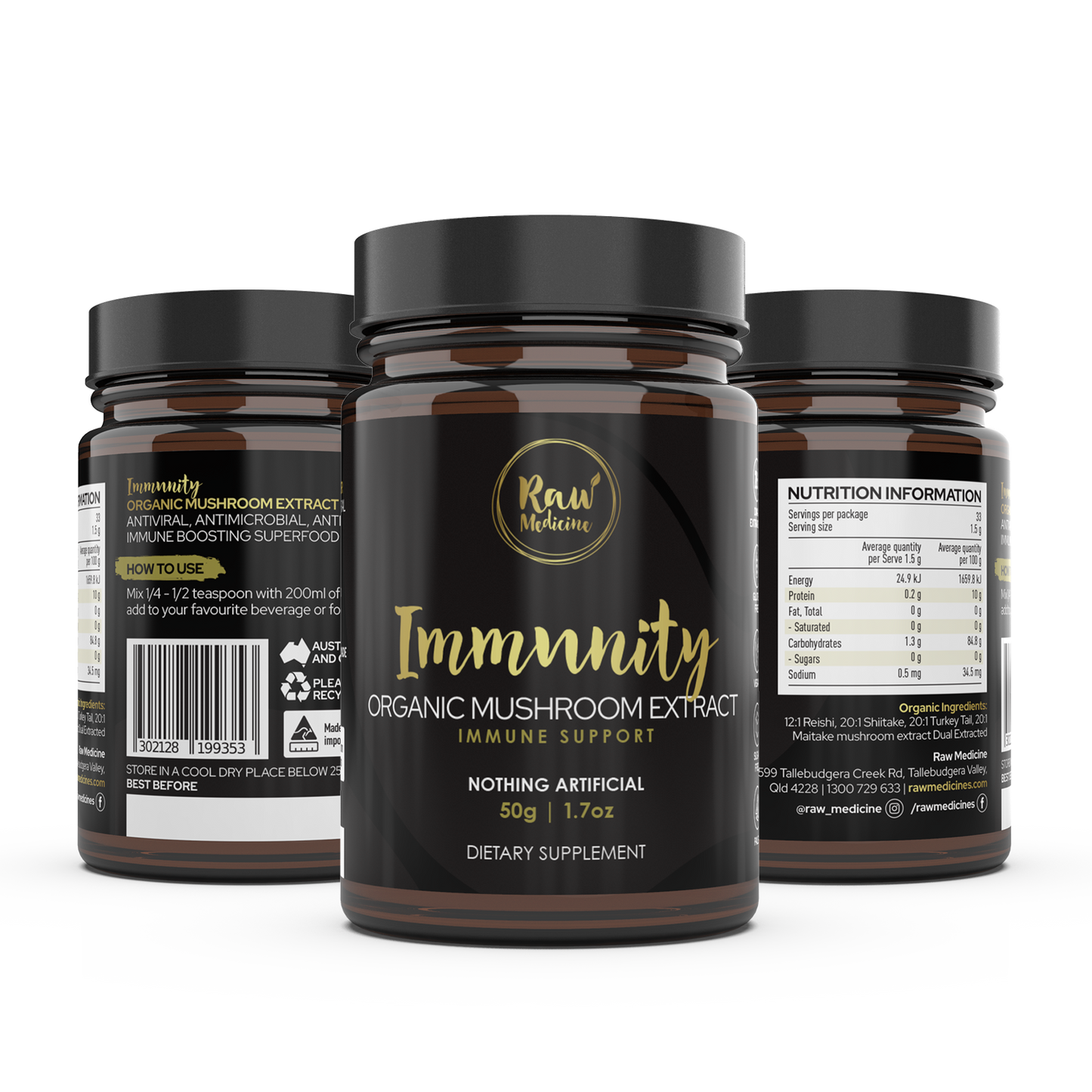 Organic Immunity Blend of Mushroom Extracts - Raw Medicine