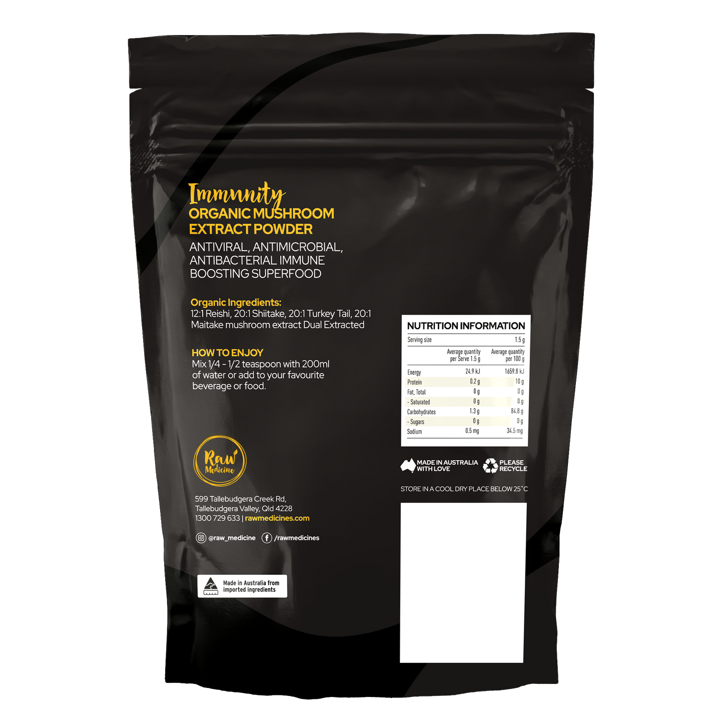 Organic Immunity Blend of Mushroom Extracts - Raw Medicine