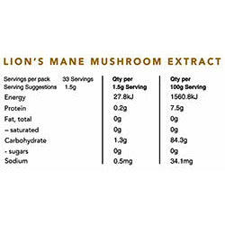Lion's Mane 50gm - Organic Mushroom Extract